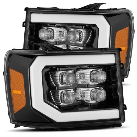 AlphaRex - AlphaRex 07-13 GMC 1500HD NOVA LED Proj Headlights Plank Style Chrome w/Activ Light/Seq Signal/DRL