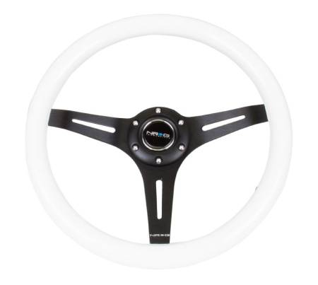 NRG Innovations - NRG Innovations Classic Wood Grain Steering Wheel (350mm) White Paint Grip w/Black 3-Spoke Center