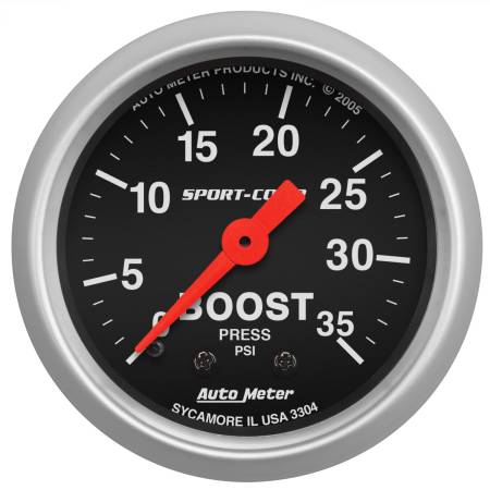 AutoMeter - AutoMeter Sport-Comp 52mm 35 PSI Mechanical Boost Gauge