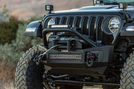 Go Rhino - Go Rhino 07-20 Jeep Wrangler JL/JLU/JK/JKU/Gladiator JT Rockline Front Stubby Bumper w/ Overrider