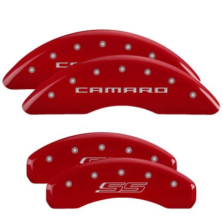 MGP Caliper Covers - MGP Caliper Covers Red finish, Silver Camaro / SS (Gen 5) for 2016-2019 Chevrolet Camaro