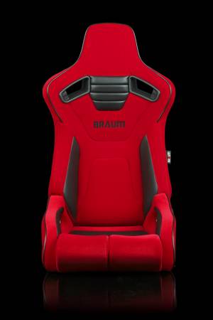 BRAUM RACING SEATS & MORE - BRAUM Racing Elite-R Series Sport Seats - Red Jacquard (Black Stitching / Black Piping) - Pair