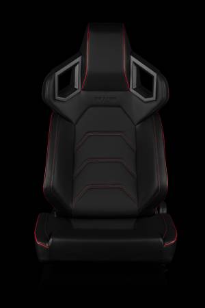 BRAUM RACING SEATS & MORE - BRAUM Racing Alpha X Series Sport Seats - Black & Red Stitching - Low Base Version - Pair