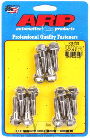 ARP - ARP SBC/GENIII LS 3/8 flange SS hex header bolt kit 434-1102