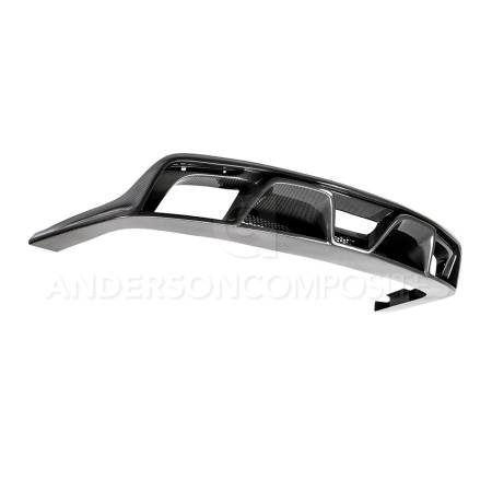 Anderson Composites - Anderson Composites 15-16 Ford Mustang R-Style Carbon Fiber Rear Valance (for Quad Tip Exhaust)