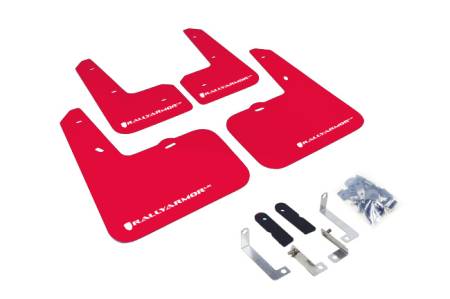 Rally Armor - Rally Armor 12-13 Hyundai Veloster UR Red Mud Flap w/ White Logo