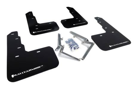 Rally Armor - Rally Armor 17-18 Honda Civic Type R (Type R Only) UR Black Mud Flap w/ White Logo