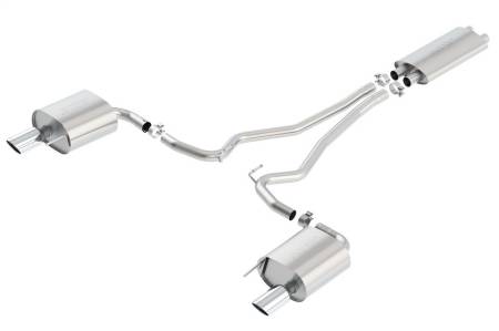 Borla - Borla Touring Cat Back 15-17 Ford Mustang 3.7L V6 MT/AT 2.25in Pipe 4in Single Round Rolled Tips