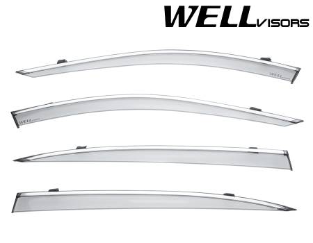 WellVisors - WellVisors Side Window Deflectors BMW F02 7-Series 740Ld 740Li 750Li 760Li 09-15 with Chrome Trim