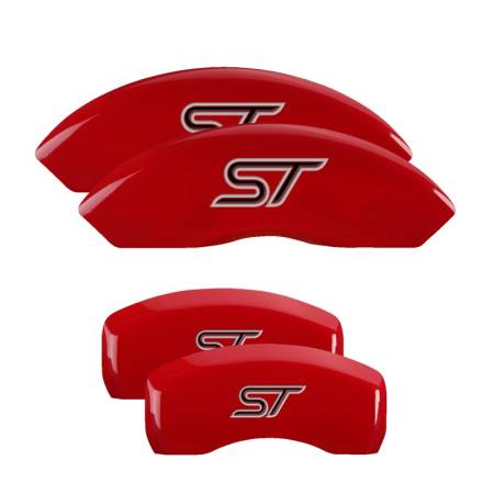 MGP Caliper Covers - MGP Caliper Covers Red finish, Silver ST (No Bolts) for 2013-2018 Ford Focus