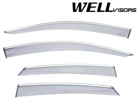 WellVisors - WellVisors Side Window Deflectors Honda Civic Sedan 16-21 / Insight 19-21 with Chrome Trim