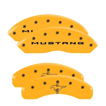 MGP Caliper Covers - MGP Caliper Covers Yellow finish, Black Mustang / Bar & Pony (2015) for 2015-2020 Ford Mustang