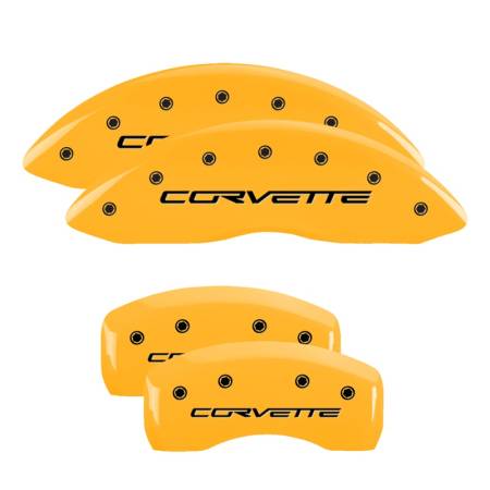 MGP Caliper Covers - MGP Caliper Covers Yellow finish, Black Corvette (C6) for 2005-2013 Chevrolet Corvette