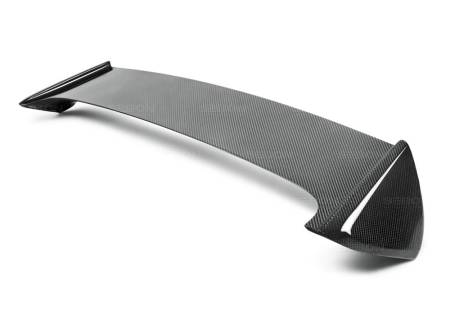 Seibon Carbon - Seibon STI-style carbon fiber rear spoiler for 2008-2011 Subaru Impreza/WRX/STi HB, with cut-out for factory brake light (light not included)