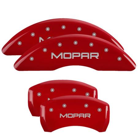 MGP Caliper Covers - MGP Caliper Covers Red finish, Silver MOPAR for 2014-2019 Jeep Cherokee