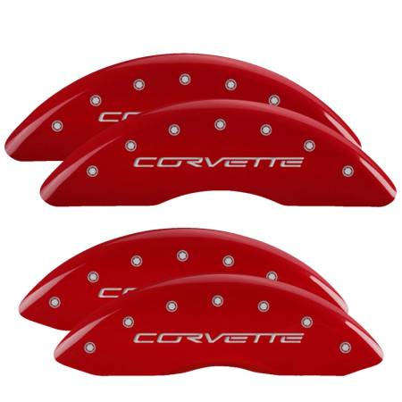 MGP Caliper Covers - MGP Caliper Covers Red finish, Silver Corvette (C6) for 2006-2013 Chevrolet Corvette