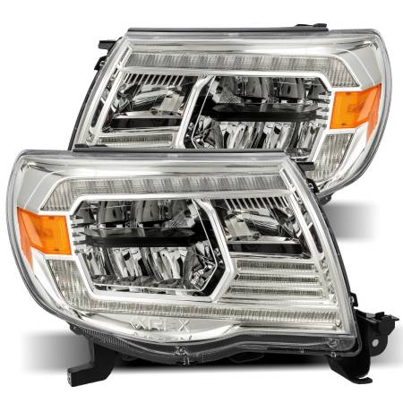 AlphaRex - AlphaRex 05-11 Toyota Tacoma LUXX Crystal Headlights Plank Style Chrome w/Activation Light/DRL