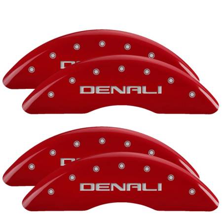 MGP Caliper Covers - MGP Caliper Covers Red finish, Silver Denali for 2011-2020 GMC Sierra 3500 HD / 2011-2020 GMC Sierra 2500 HD