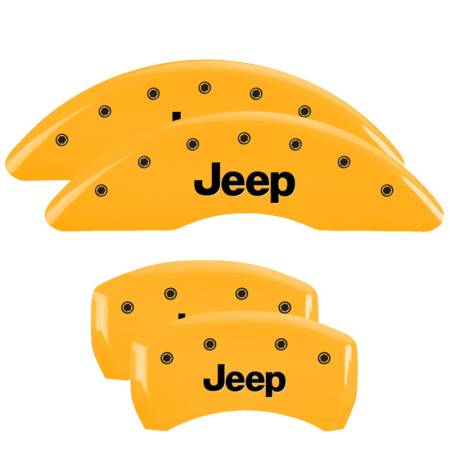 MGP Caliper Covers - MGP Caliper Covers Yellow finish, Black JEEP for 2014-2019 Jeep Cherokee