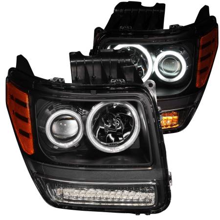 ANZO Headlights, Tail Lights and More  - ANZO 2007-2012 Dodge Nitro Projector Headlights w/ Halo Black (CCFL) G2