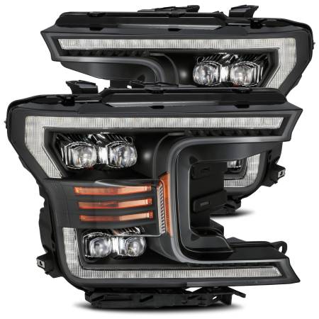 AlphaRex - AlphaRex 18-19 Ford F-150 NOVA LED Proj Headlights Plank Style Matte Black w/Activ Light/Seq Signal