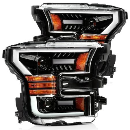 AlphaRex - AlphaRex 15-17 Ford F-150 PRO-Series Proj Headlights Plank Style Gloss Blk w/Activ Light/Seq Signal