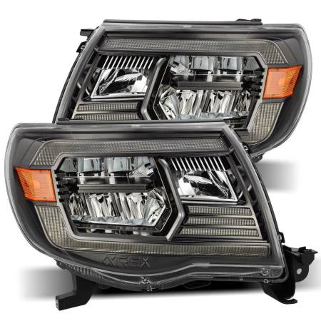 AlphaRex - AlphaRex 05-11 Toyota Tacoma LUXX Crystal Headlights Plank Style Alpha Black w/Activation Light/DRL