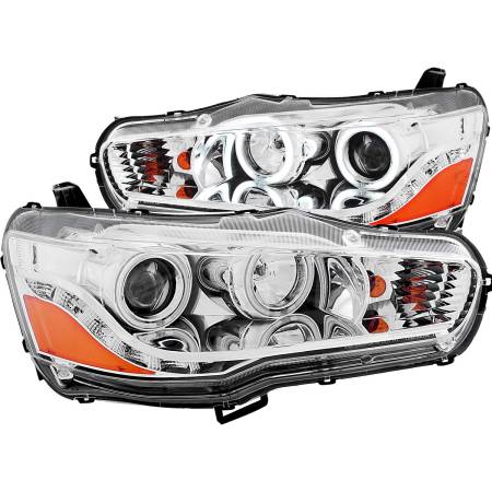 ANZO Headlights, Tail Lights and More  - ANZO 2008-2015 Mitsubishi Lancer Projector Headlights w/ Halo Chrome (CCFL)