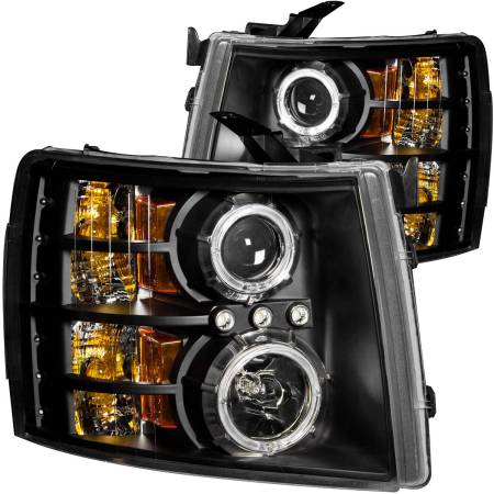 ANZO Headlights, Tail Lights and More  - ANZO 2007-2013 Chevrolet Silverado 1500 Projector Headlights w/ Halo Black