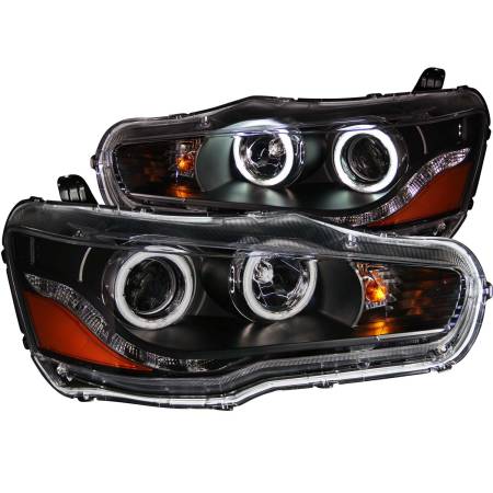 ANZO Headlights, Tail Lights and More  - ANZO 2008-2015 Mitsubishi Lancer Projector Headlights w/ Halo Black (CCFL)