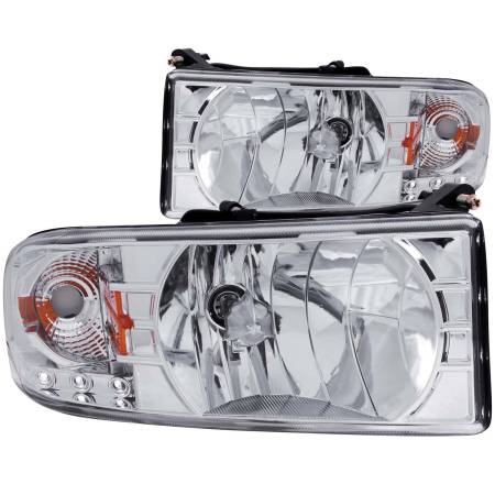 ANZO Headlights, Tail Lights and More  - ANZO 1994-2001 Dodge Ram Crystal Headlights Chrome w/ LED