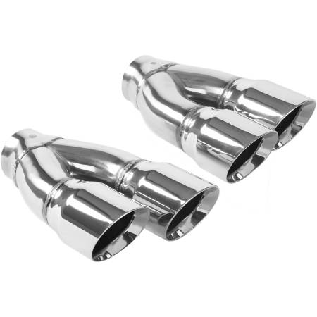 MagnaFlow Exhaust Products - MagnaFlow Tip Stainless Double Wall Round Dual Outlet Polish 3in DIA 2.25in Inlet 9.75in Len (qty 2)