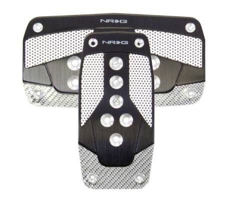 NRG Innovations - NRG Innovations Aluminum Sport Pedal A/T - Black w/Silver Carbon