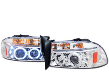 I3 Enterprise - I3 97-04 Dodge Dakota/Durango Halo Projector Headlights W/Led W/Amber 1Pc (Chrome)