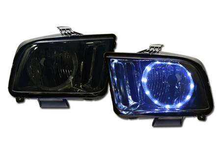 I3 Enterprise - I3 2005-2009 Ford Mustang Crystal Headlight W/Led Halo Ring W/O Bulbs - Smoke