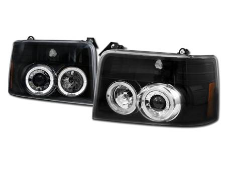 I3 Enterprise - I3 92-96 Ford F150/F250/F350/Bronco Halo Projector Headlights W/Amber 1Pc (Jdm Black)