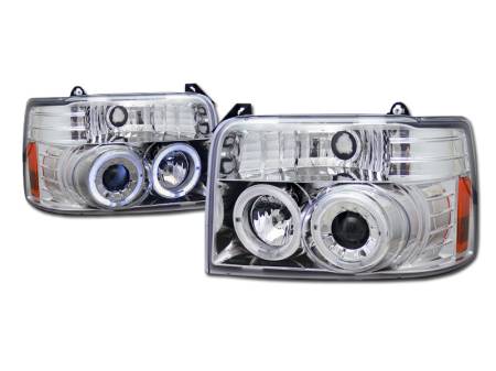 I3 Enterprise - I3 92-96 Ford F150/F250/F350/Bronco Halo Projector Headlights W/Amber 1Pc (Chrome)