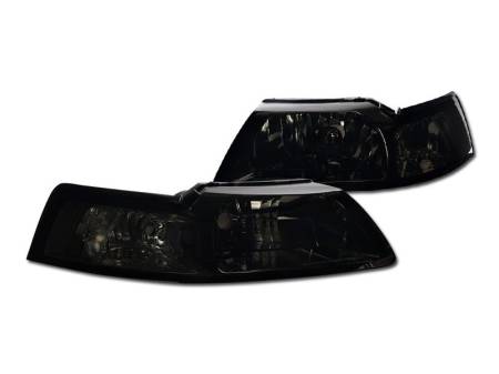 I3 Enterprise - I3 1999-2004 Ford Mustang Crystal Headlights W/O Light Bulbs W/O Amber - Smoke