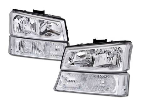 I3 Enterprise - I3 2003-2006 Chevy Silverado - Crystal Headlight 4Pcs Set W/O Bulbs W/Bumper - Chrome