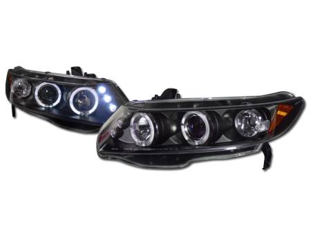 I3 Enterprise - I3 06-08 Honda Civic 2Dr Halo Projector Headlights W/Led W/Amber (Jdm)