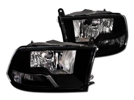 I3 Enterprise - I3 2009-2016 Dodge Ram 1500 / 2010-2016 Dodge Ram 2500/3500 - Crystal Headlight W/O Amber W/O Bulbs (Not Fit Quad Lamp) - Black