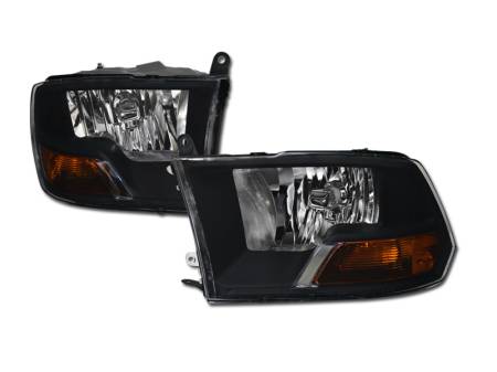 I3 Enterprise - I3 2009-2016 Dodge Ram 1500 / 2010-2016 Dodge Ram 2500/3500 - Excl Quad Lamp Crystal Headlight W/Amber W/O Bulbs - Black