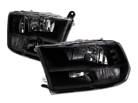 I3 Enterprise - I3 2009-2016 Dodge Ram - New Body Quad Style - Crystal Headlight W/O Bulbs - Black