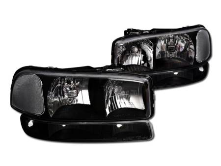 I3 Enterprise - I3 1999-2006 Gmc Sierra/Yukon/Xl( Will Not Fit Denali Model ) Crystal Headlights W/O Amber Bumper Lights 4Pc Set - Black