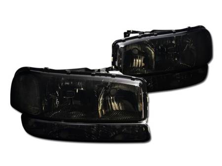 I3 Enterprise - I3 1999-2006 Gmc Sierra/Yukon/Xl( Will Not Fit Denali Model ) Crystal Headlights W/O Amber Bumper Lights 4Pc Set - Smoke