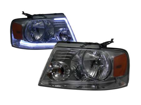 I3 Enterprise - I3 04-07 Ford F150 Crystal Headlight With Led Light Bar W/O Light Bulbs W/Amber (Smoke)