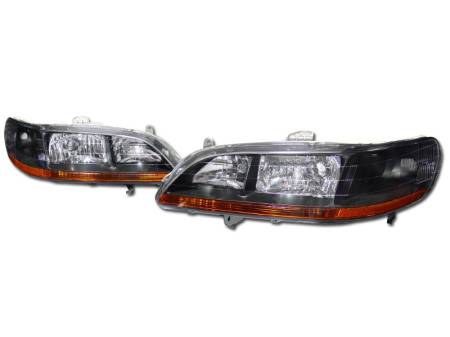 I3 Enterprise - I3 98-02 Honda Accord Crystal Headlights W/Amber W/O Light Bulbs (Jdm Black)