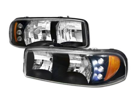 I3 Enterprise - I3 00-06 Gmc Yukon Crystal Head Lights W/Led And Amber (Black)