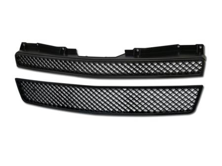 I3 Enterprise - I3 07-12 Chevy Tahoe/Avalanche/Suburban 2Pcs Bentley Style Abs Mesh Grille Upper+Cross Basement+Lower (Black)