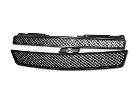 I3 Enterprise - I3 2007-2012 Chevy Tahoe/Avalanche/Suburban 2Pcs Bentley Style Abs Mesh Grille Upper+Cross Basement+Lower - Matte Black